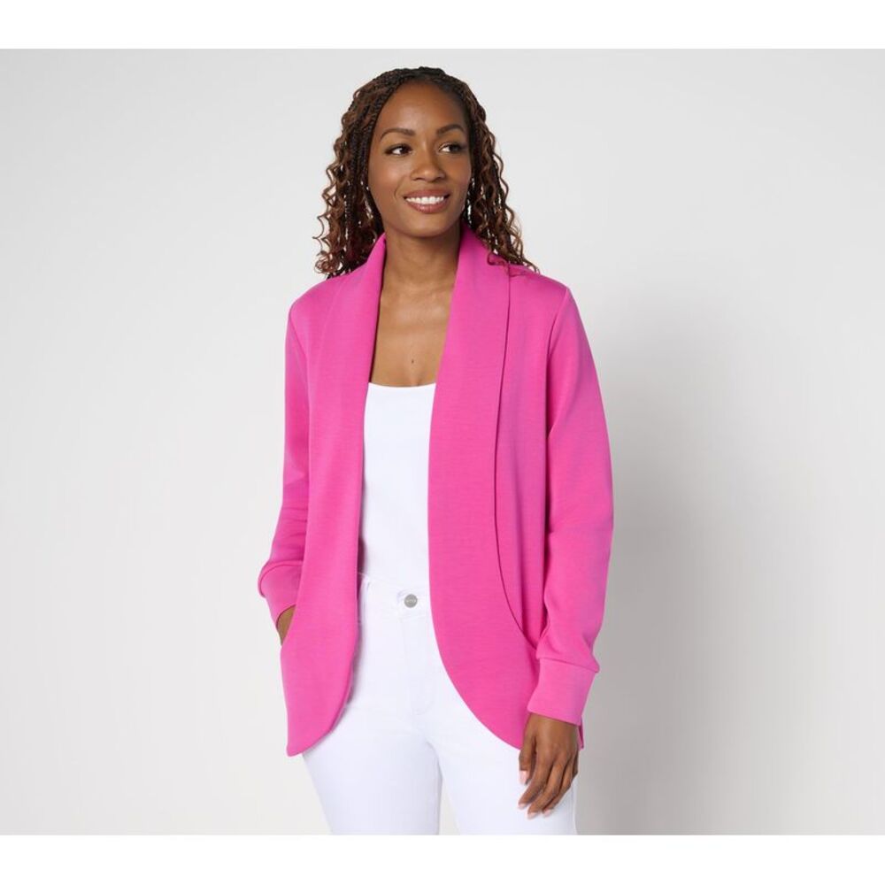 Wacoal Women's Top Sweater Sz L ScubaLuxe Cocoon Cardigan Pink A691864